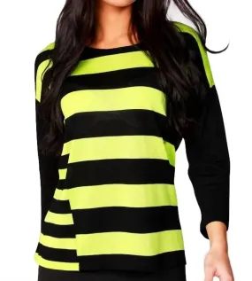 3/4 Sleeve Stripe Scoop Neck Sweater