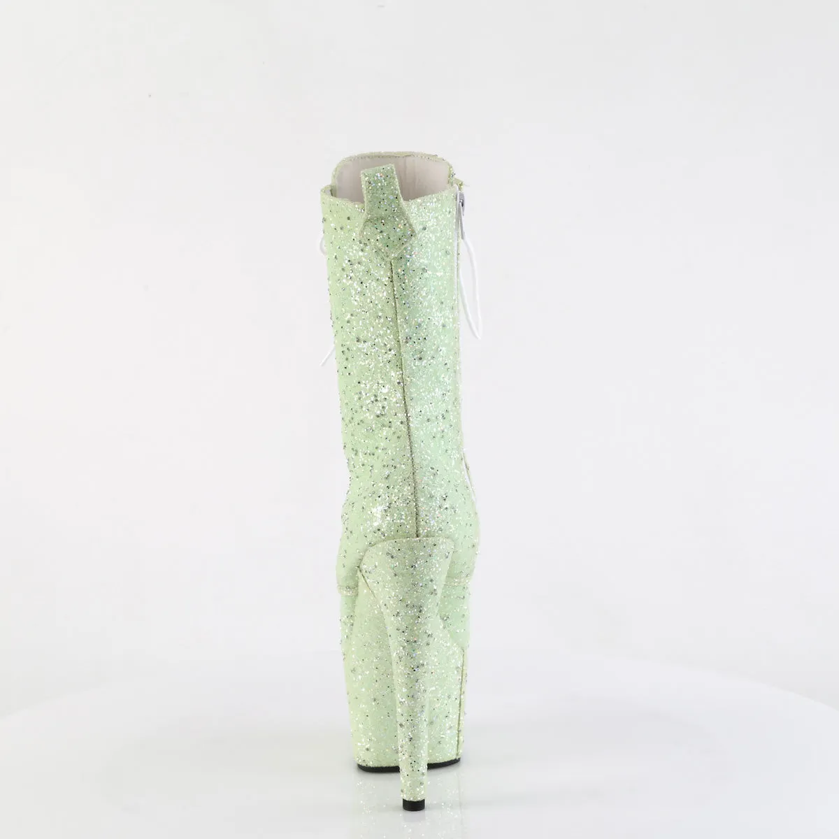 Adore 1040GR Mint Green Multi Glitter 7" Heel Platform Mid Calf Ankle Boots Direct