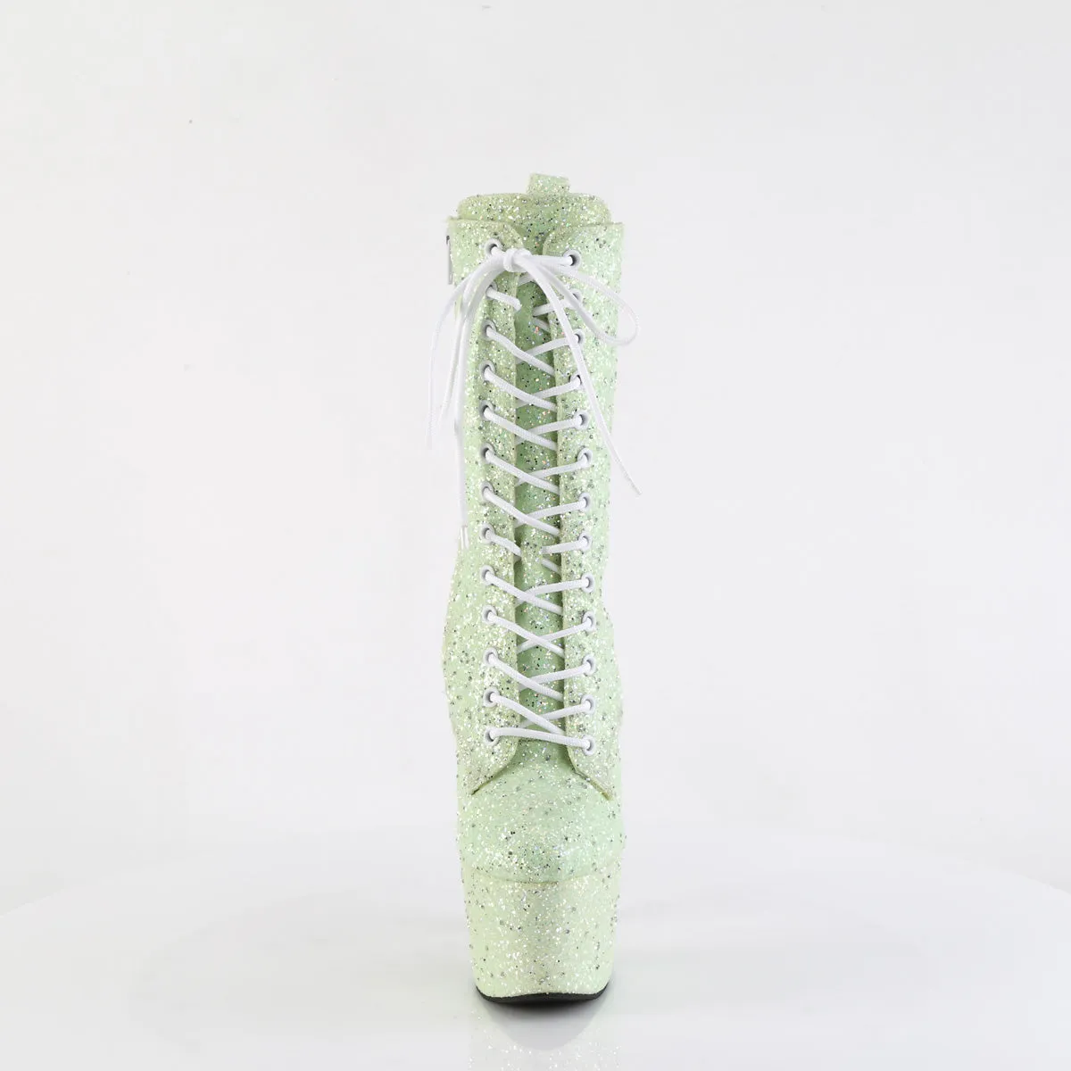 Adore 1040GR Mint Green Multi Glitter 7" Heel Platform Mid Calf Ankle Boots Direct