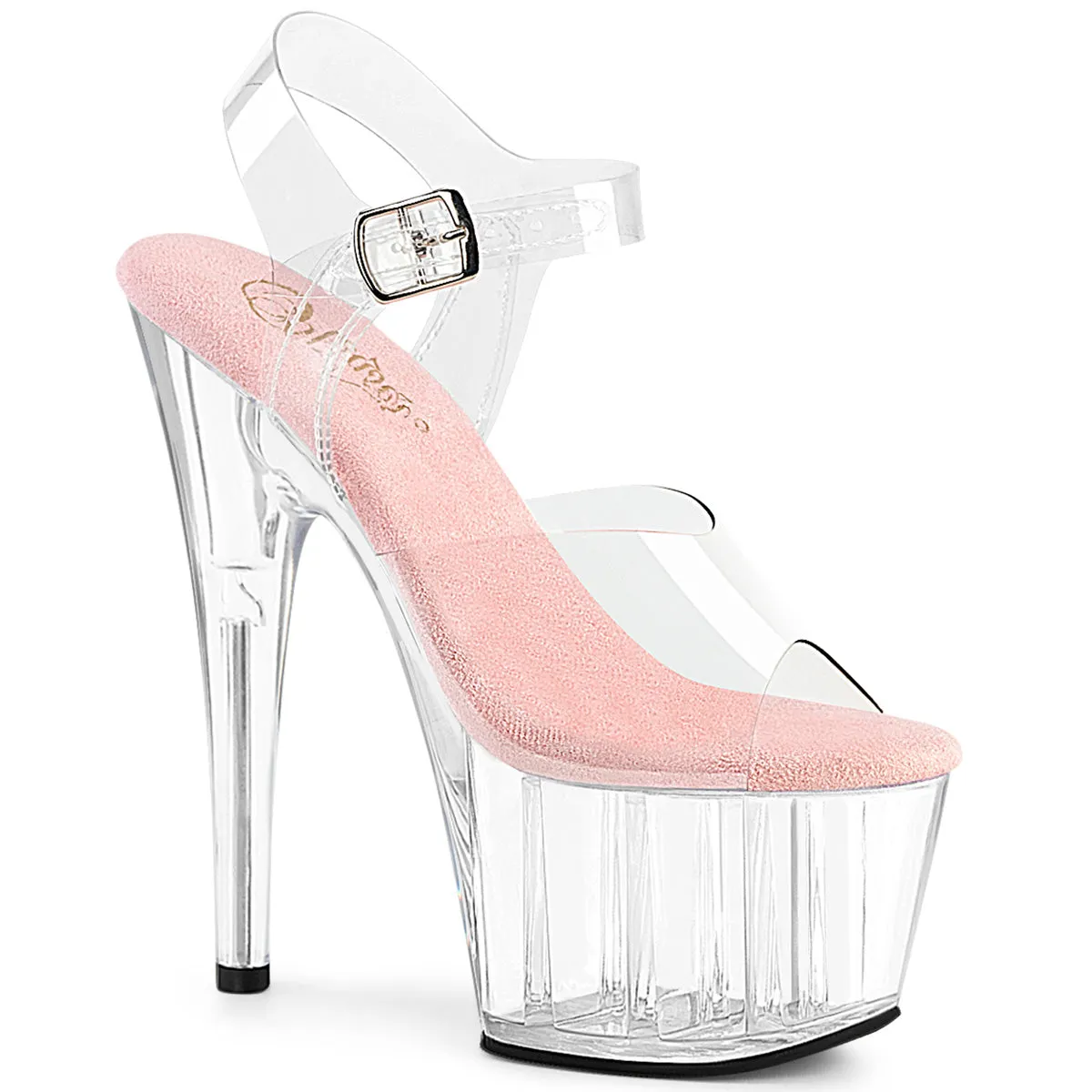 Adore 708 Clear Upper Ankle Strap 7" Heel Clear Platform Shoes -Direct