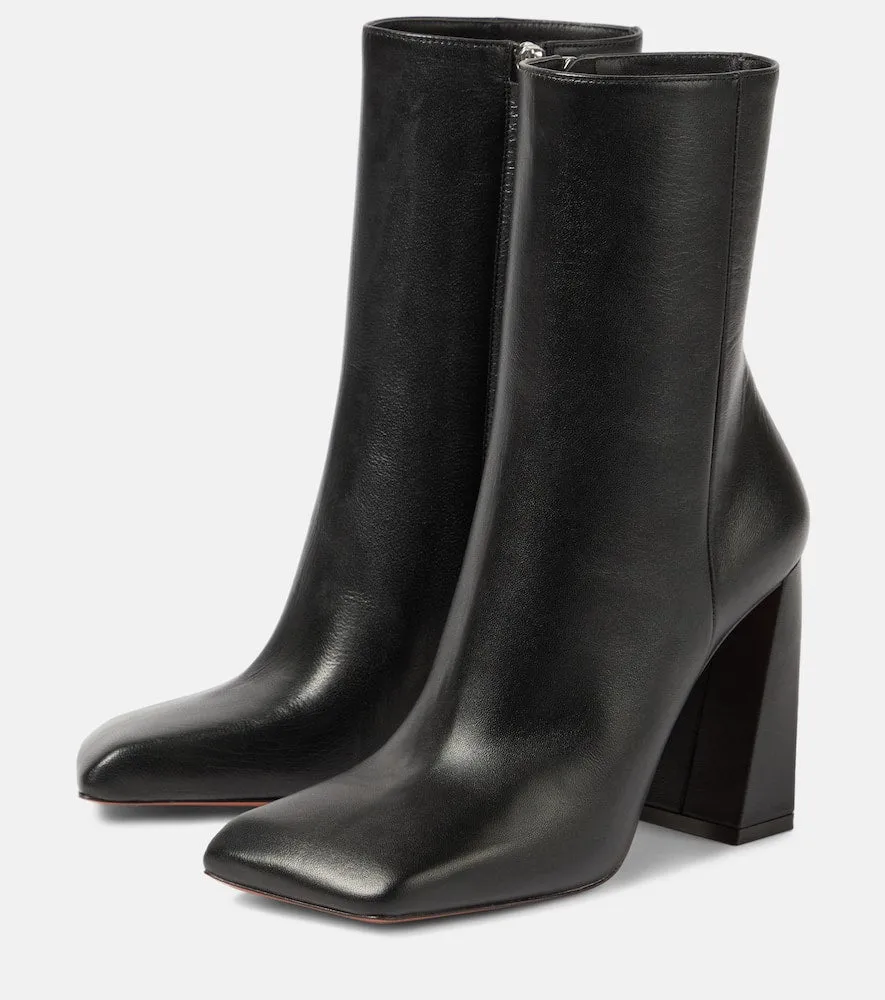 Amina Muaddi Marine 95 leather ankle boots