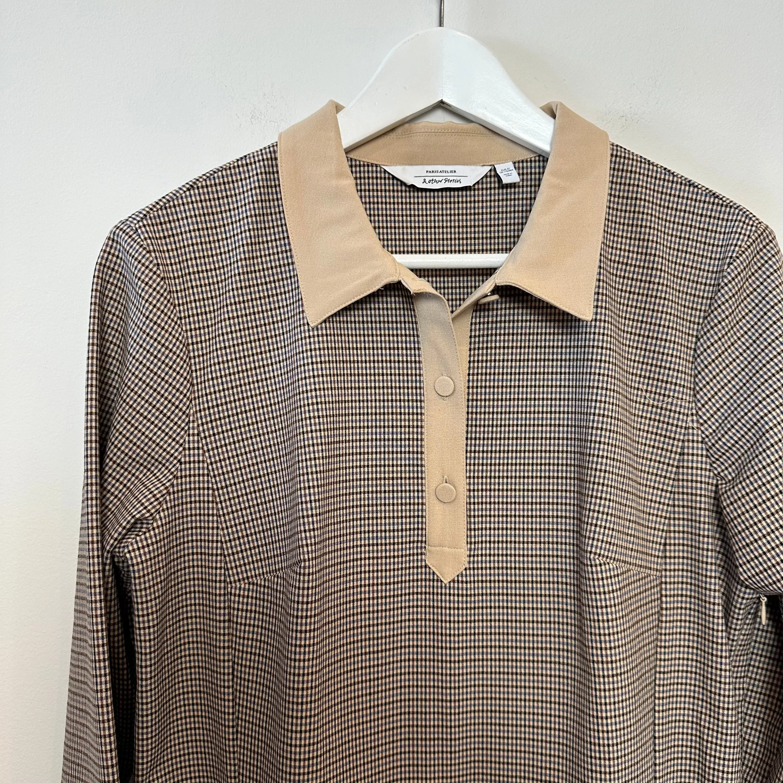 & Other Stories Collared Check Mini Dress Pleated Skirt Plaid Collared 42