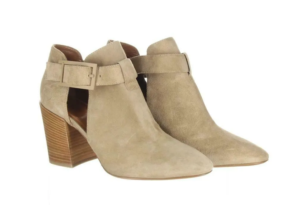 Aquatalia Women's Suede Cutout Booties Tan Ankle Boots Booties Sz. 5.5.