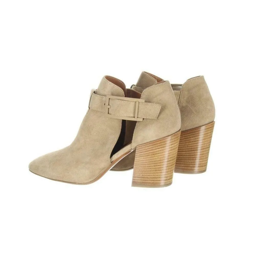 Aquatalia Women's Suede Cutout Booties Tan Ankle Boots Booties Sz. 5.5.