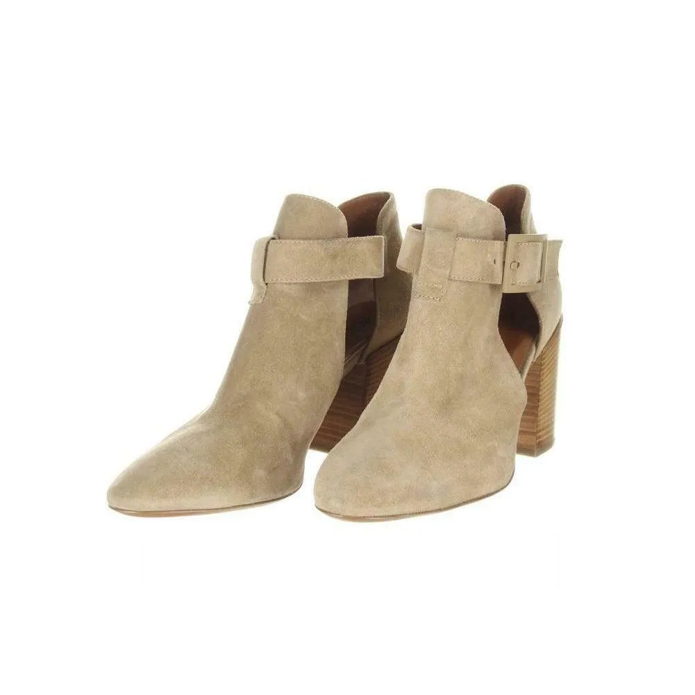 Aquatalia Women's Suede Cutout Booties Tan Ankle Boots Booties Sz. 5.5.