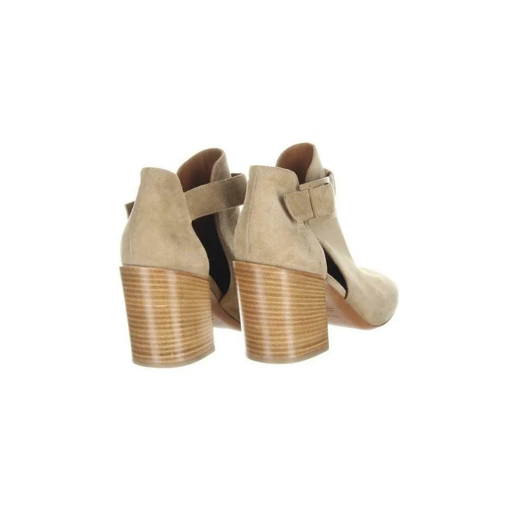 Aquatalia Women's Suede Cutout Booties Tan Ankle Boots Booties Sz. 5.5.