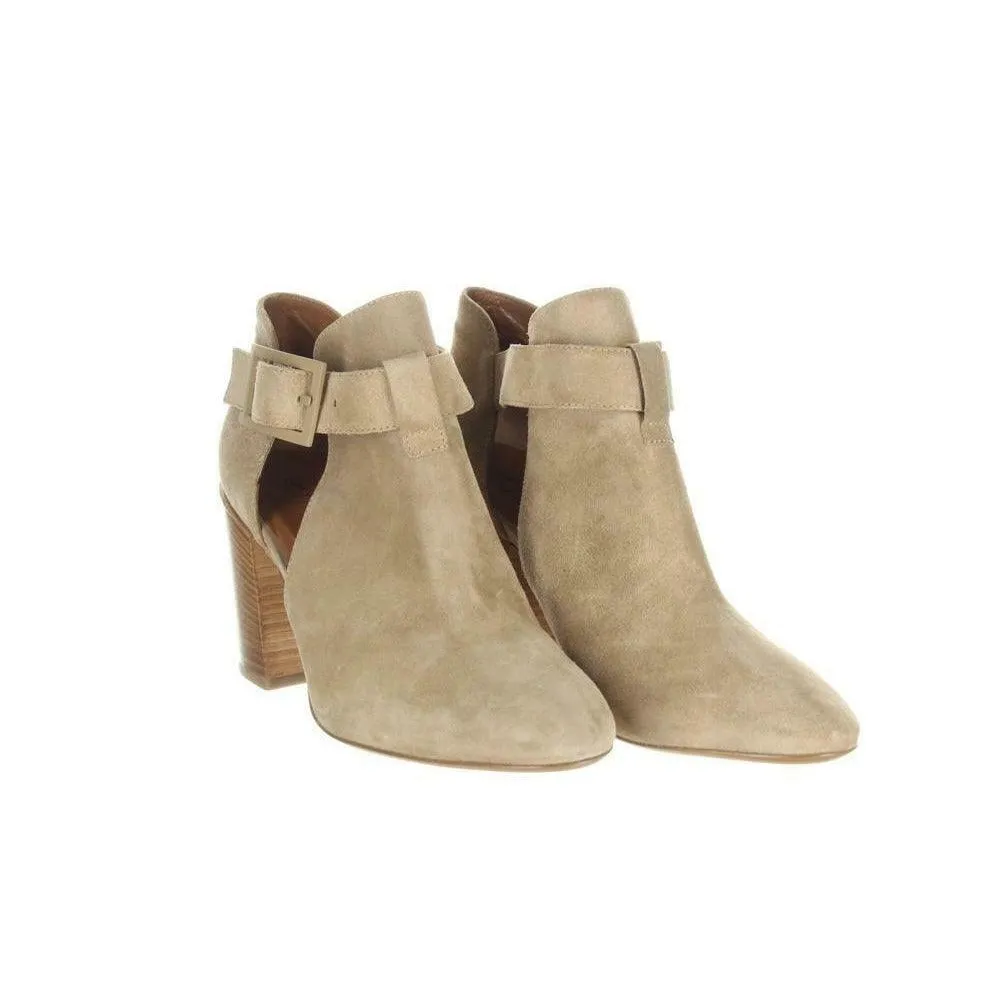 Aquatalia Women's Suede Cutout Booties Tan Ankle Boots Booties Sz. 5.5.