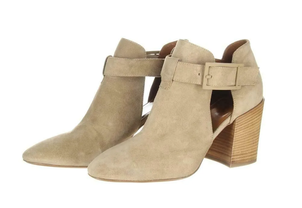 Aquatalia Women's Suede Cutout Booties Tan Ankle Boots Booties Sz. 5.5.