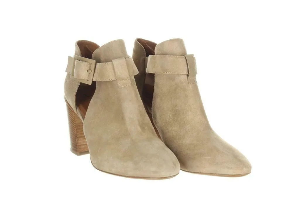 Aquatalia Women's Suede Cutout Booties Tan Ankle Boots Booties Sz. 5.5.