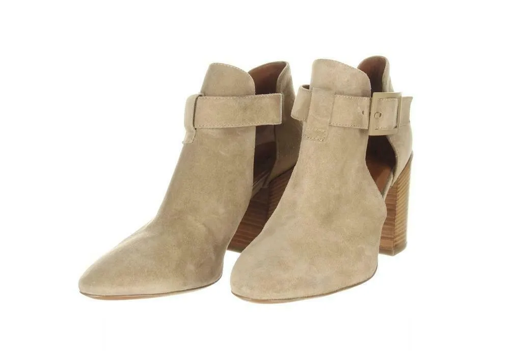 Aquatalia Women's Suede Cutout Booties Tan Ankle Boots Booties Sz. 5.5.