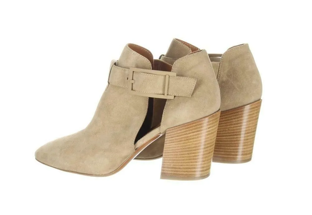 Aquatalia Women's Suede Cutout Booties Tan Ankle Boots Booties Sz. 5.5.