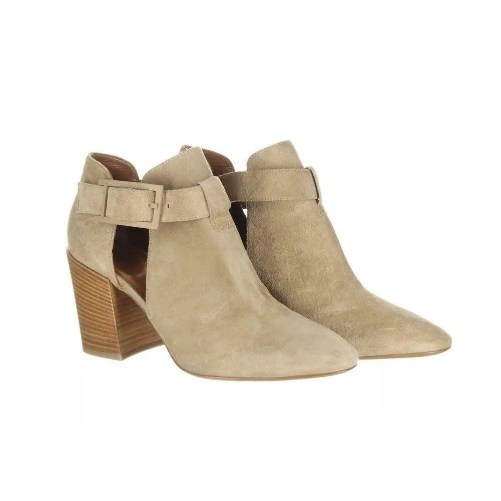 Aquatalia Women's Suede Cutout Booties Tan Ankle Boots Booties Sz. 5.5.
