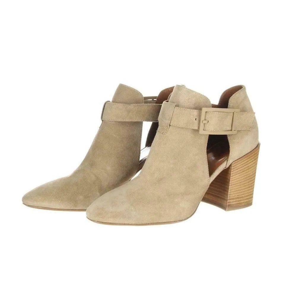 Aquatalia Women's Suede Cutout Booties Tan Ankle Boots Booties Sz. 5.5.
