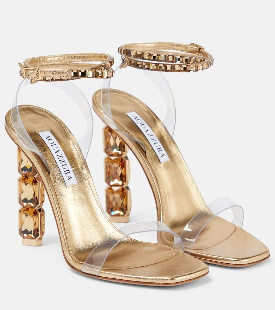 Aquazzura Aura Plexi 105 embellished sandals