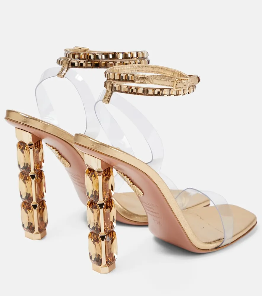 Aquazzura Aura Plexi 105 embellished sandals