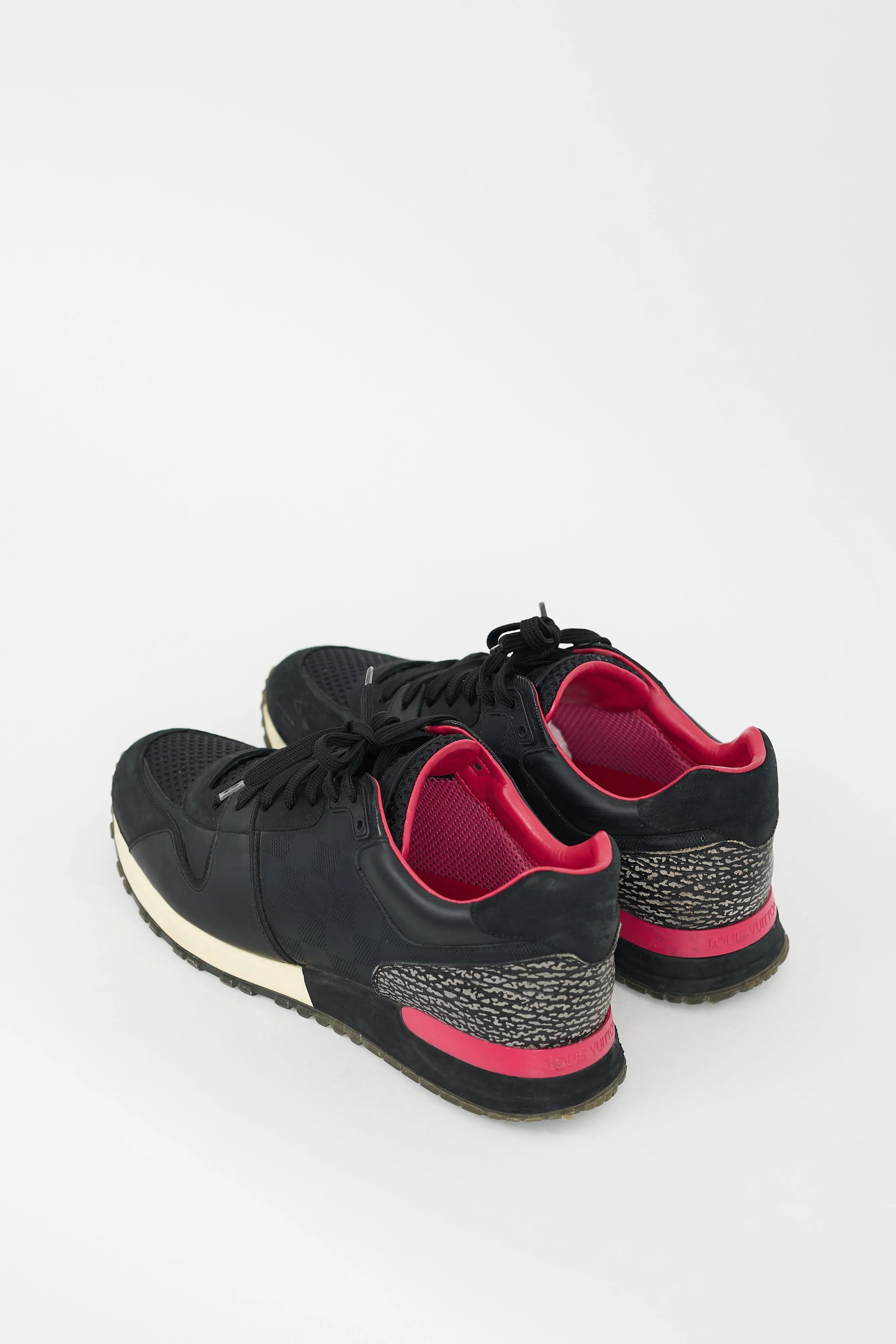 Black & Fuchsia Damier Infini Run Away Sneaker