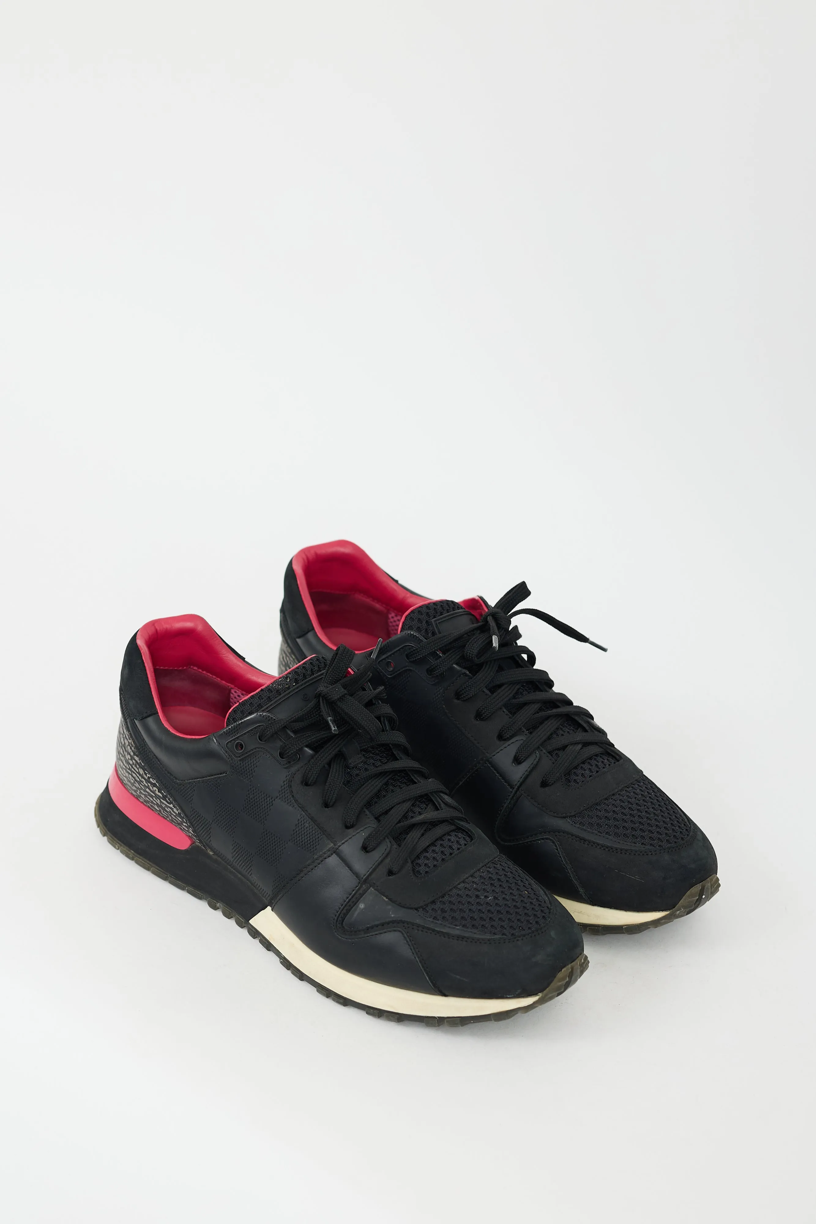 Black & Fuchsia Damier Infini Run Away Sneaker