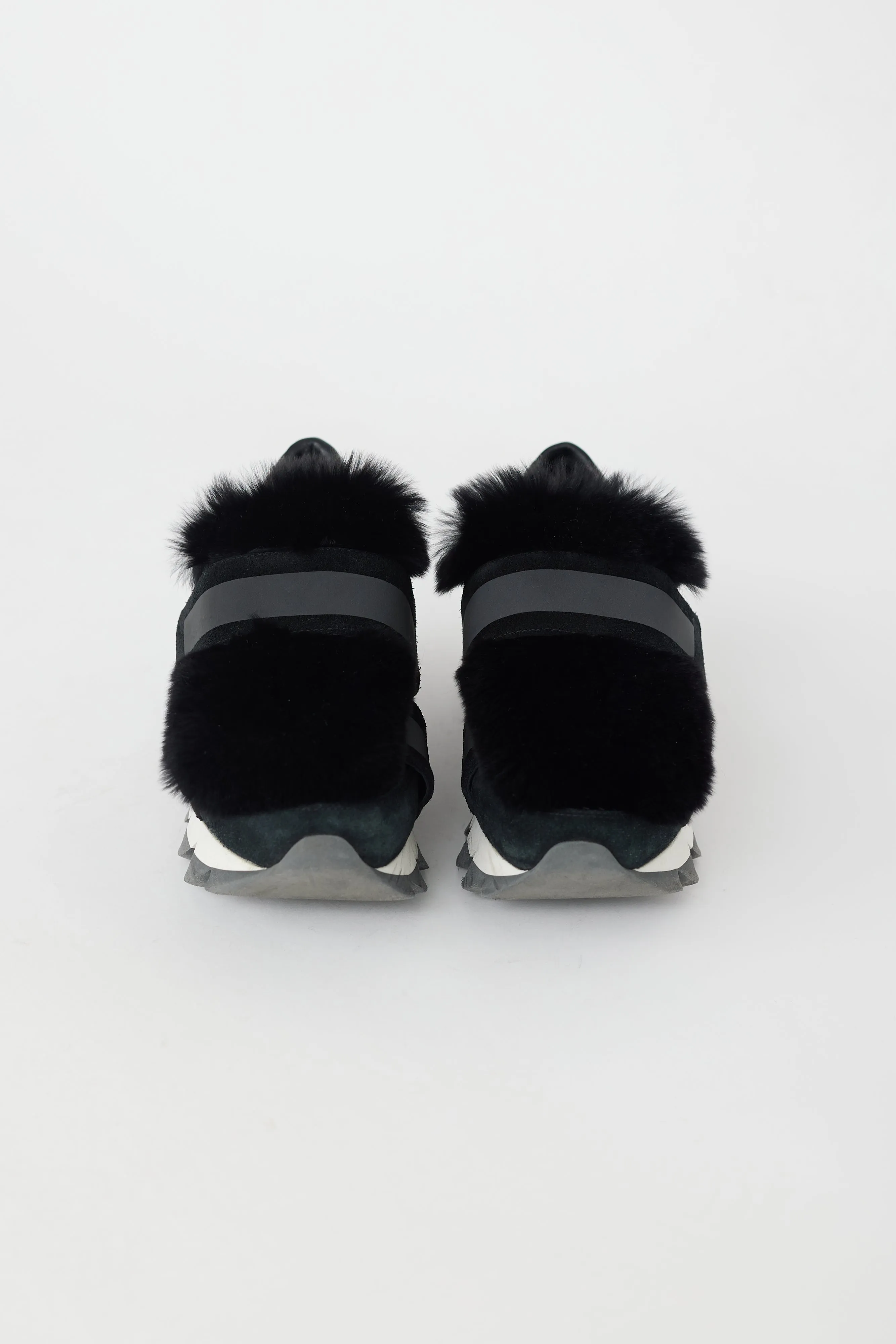 Black Mesh & Fur Sneaker