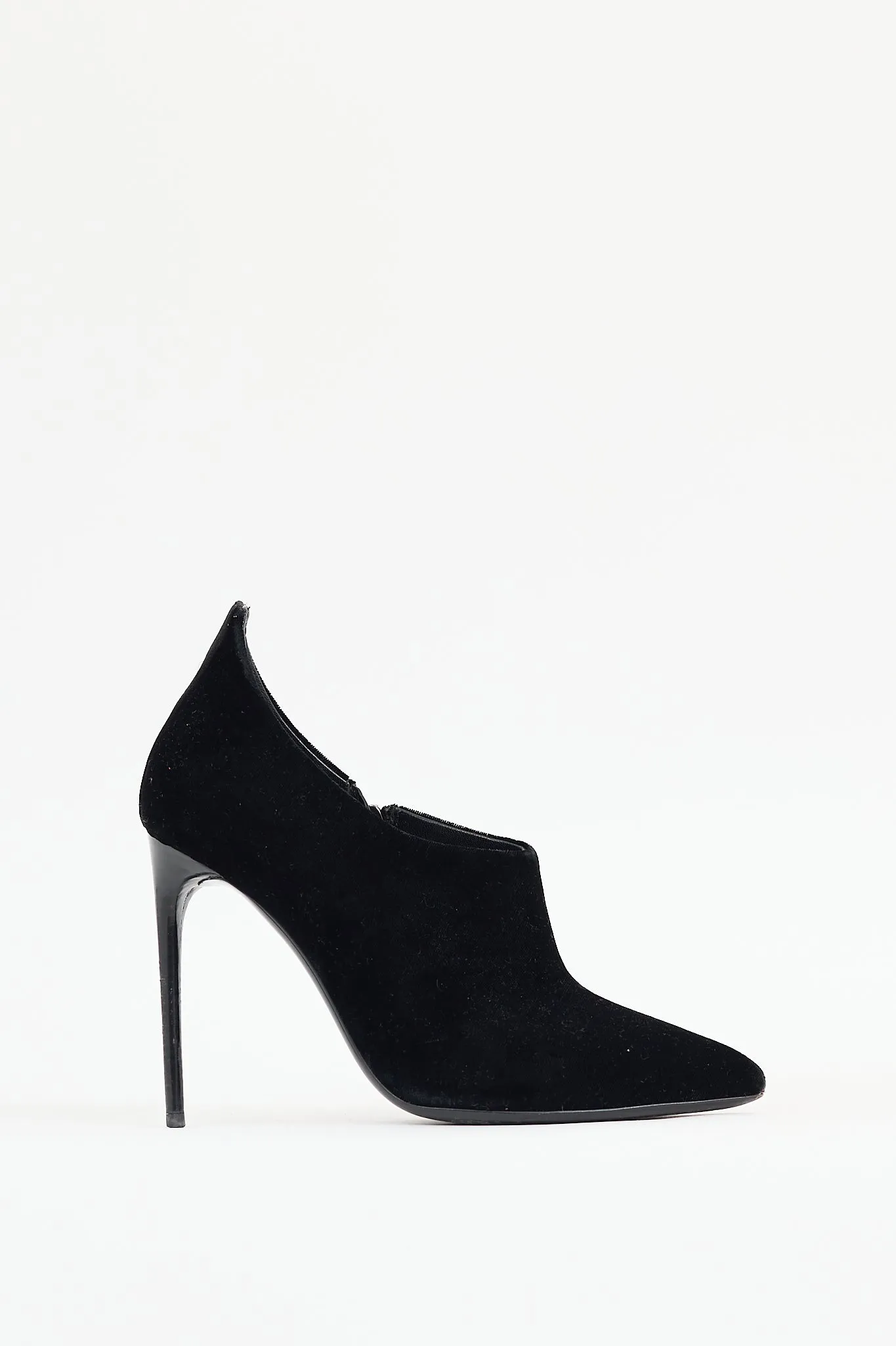 Black Velour Coulisse Ankle Boot