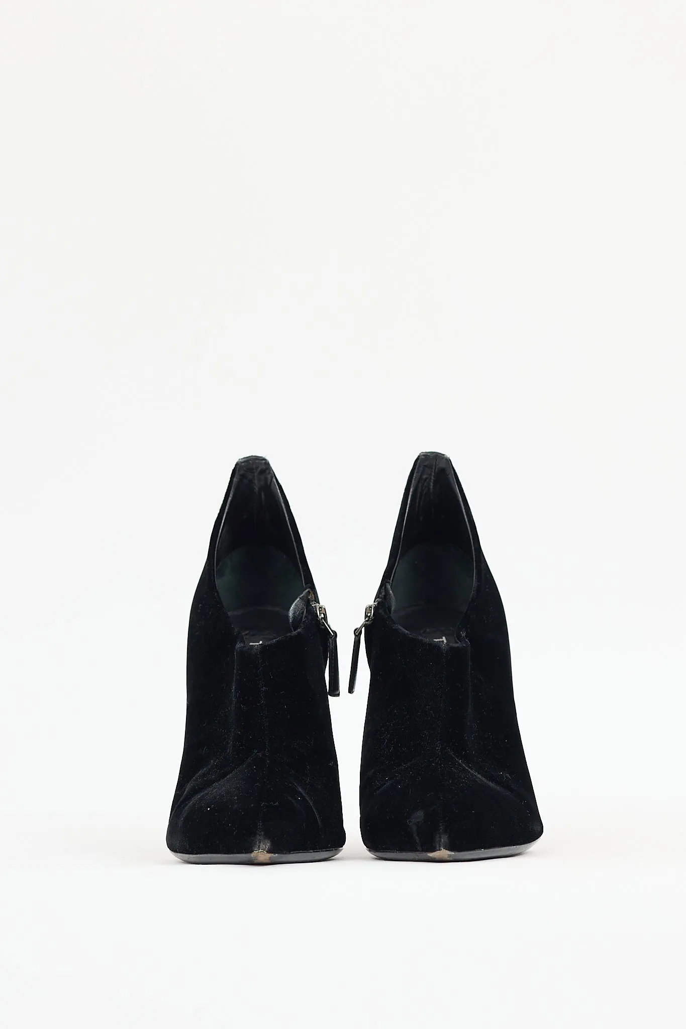 Black Velour Coulisse Ankle Boot