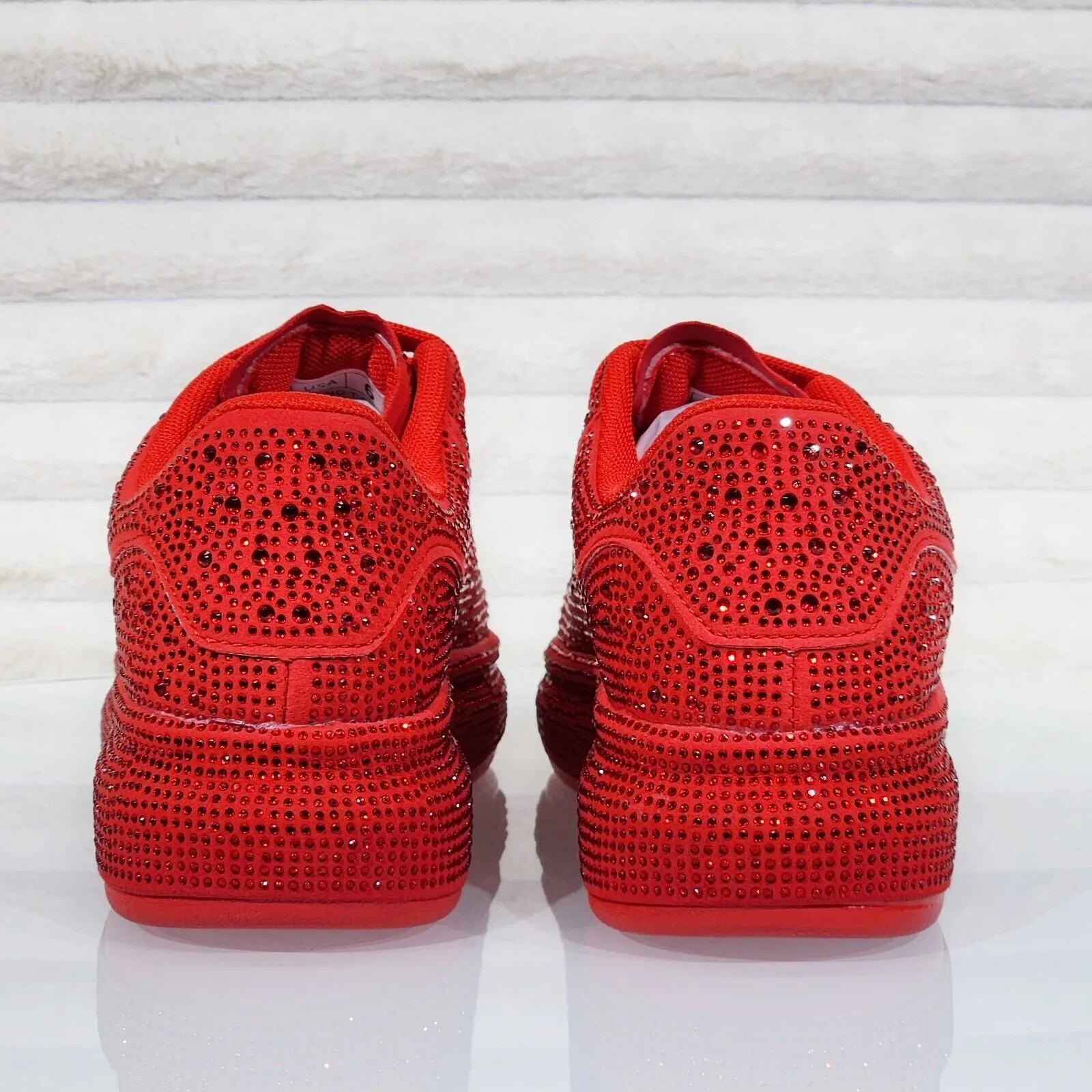 Dazzle Cush Red Rhinestone Comfy Platform Sneakers Tennis Shoes