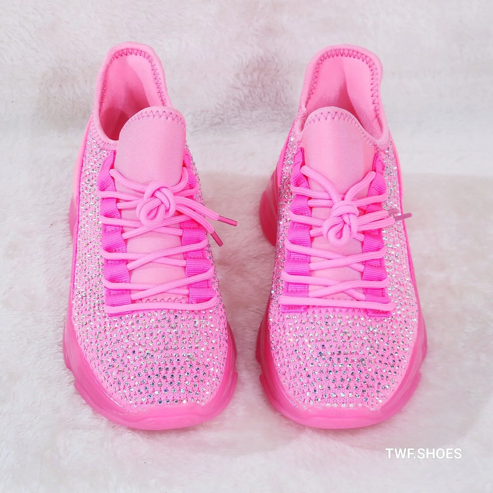 Frey Pink Neon Jelly Sole Slip On Pull Tie Comfy Running Shoes Sneakers