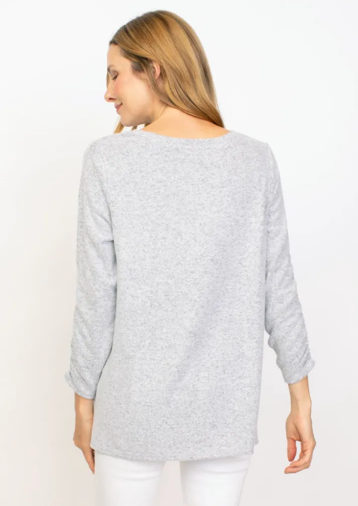 Habitat Ruched Sleeve V-Neck Fleece Top
