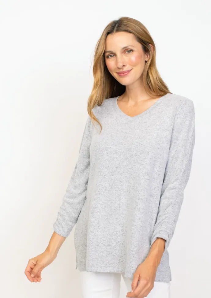 Habitat Ruched Sleeve V-Neck Fleece Top