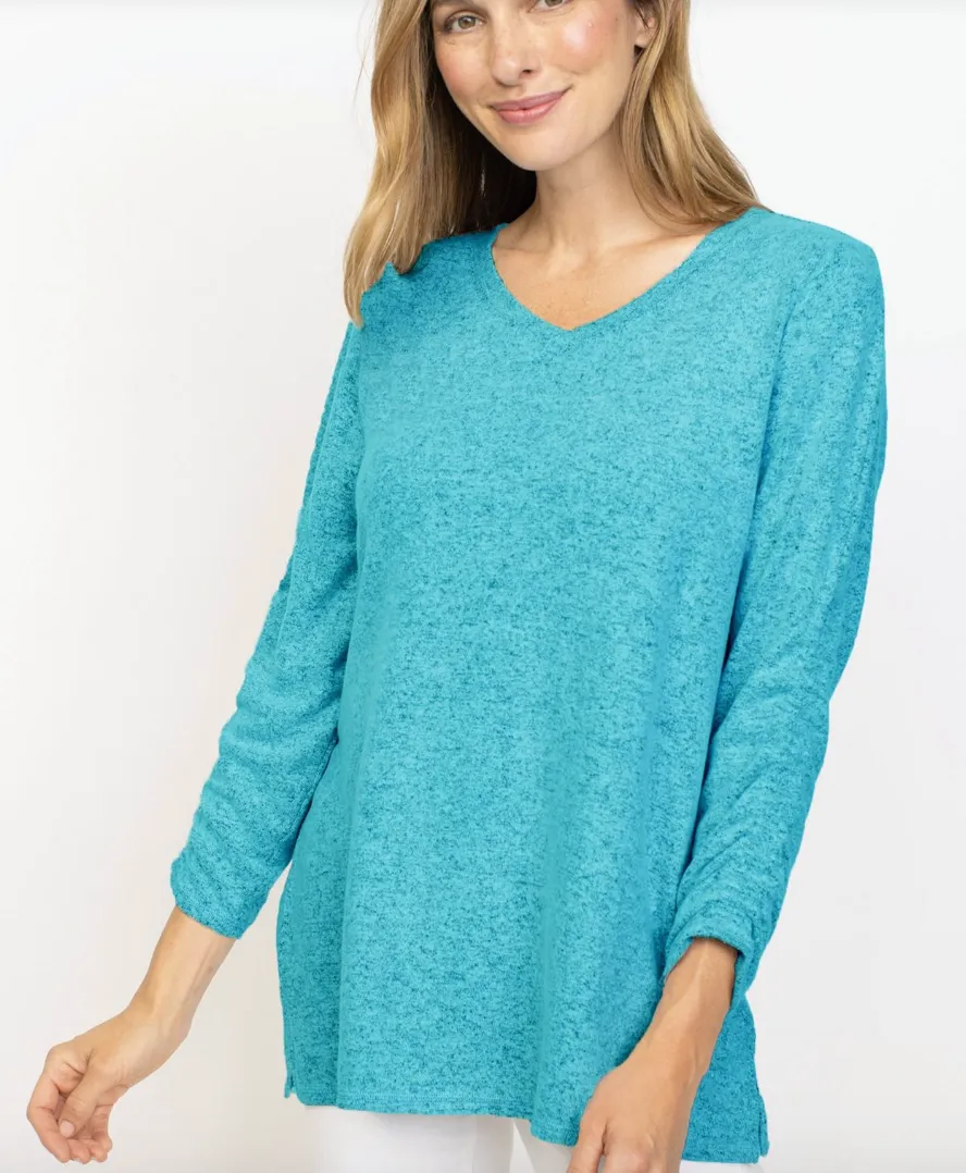 Habitat Ruched Sleeve V-Neck Fleece Top