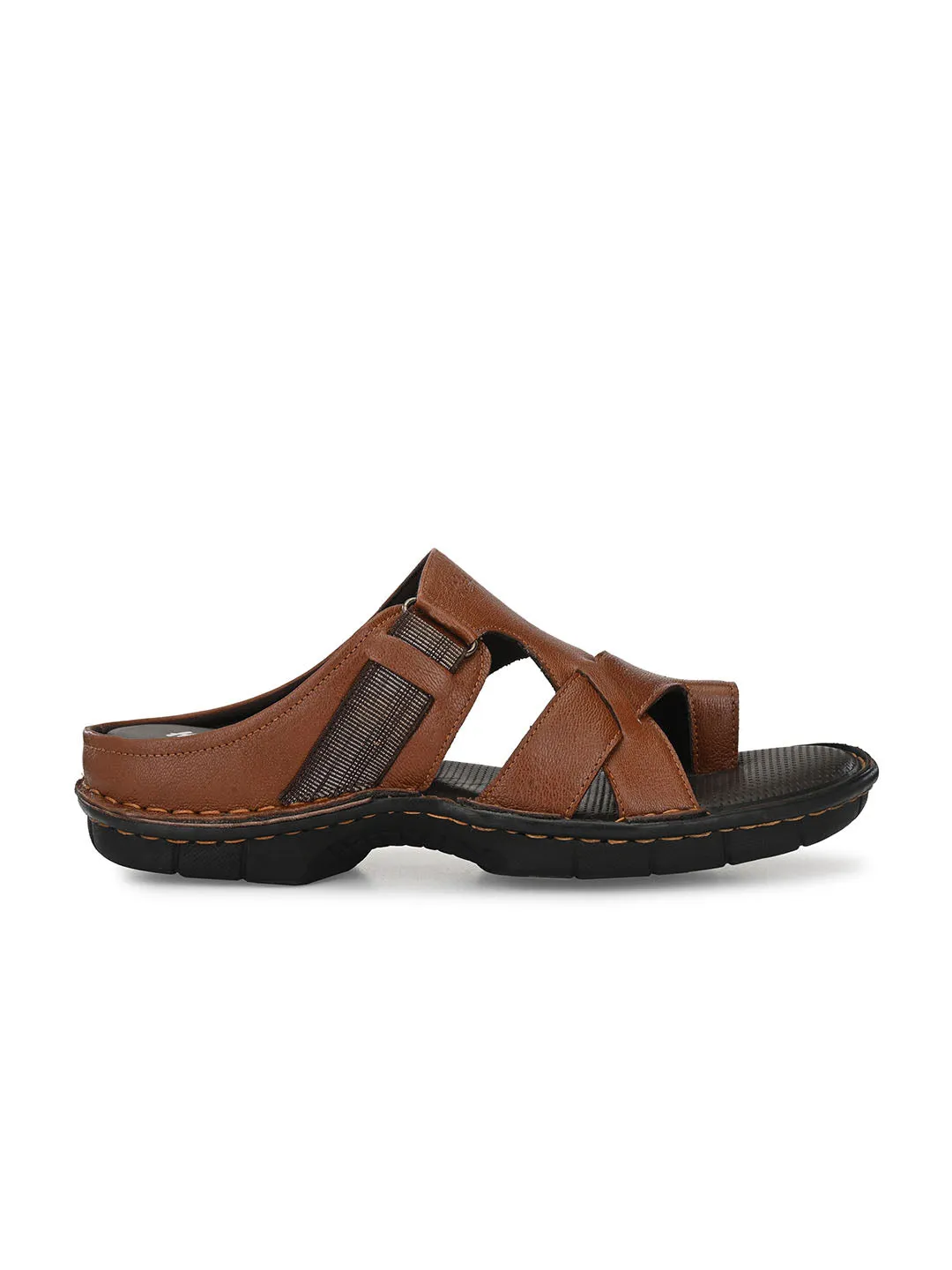 HITZ9606 Men's Tan Leather Casual Open Slipper