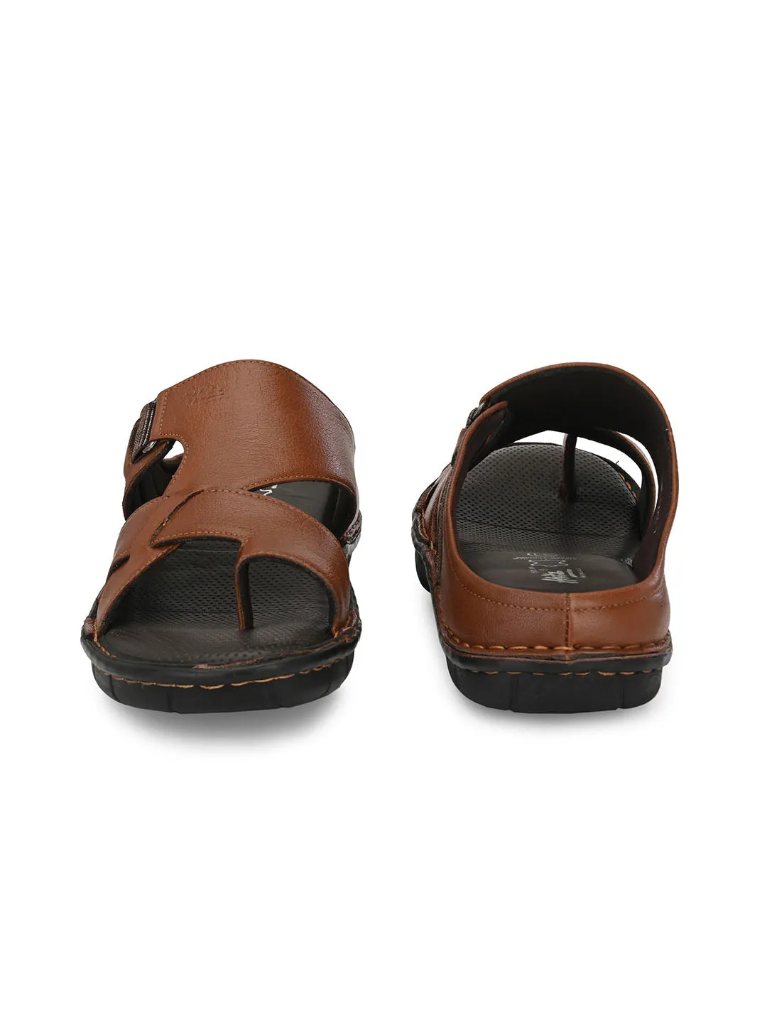 HITZ9606 Men's Tan Leather Casual Open Slipper