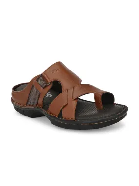 HITZ9606 Men's Tan Leather Casual Open Slipper