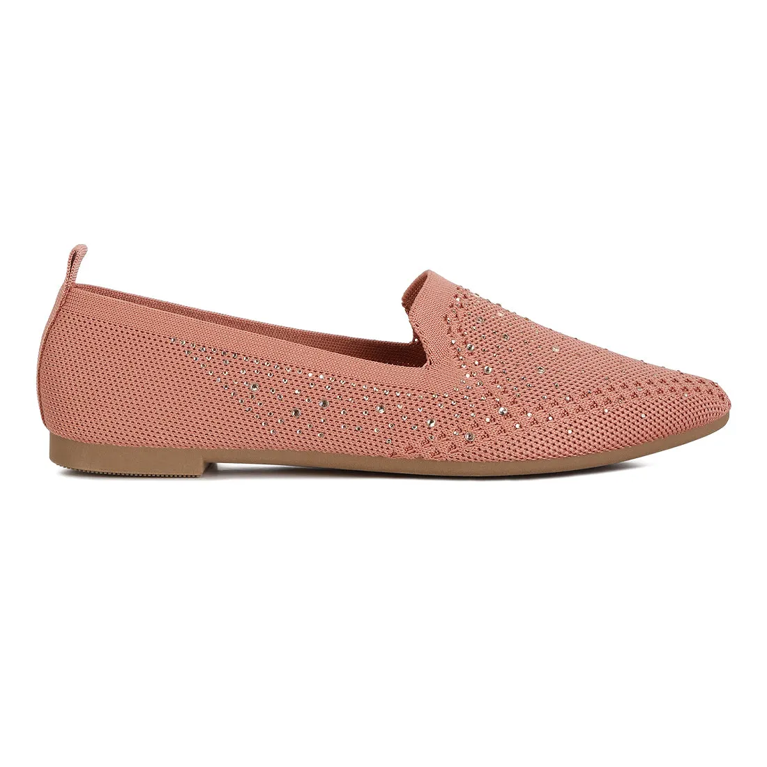 Rhinestone Embellished Pull Tab Loafers