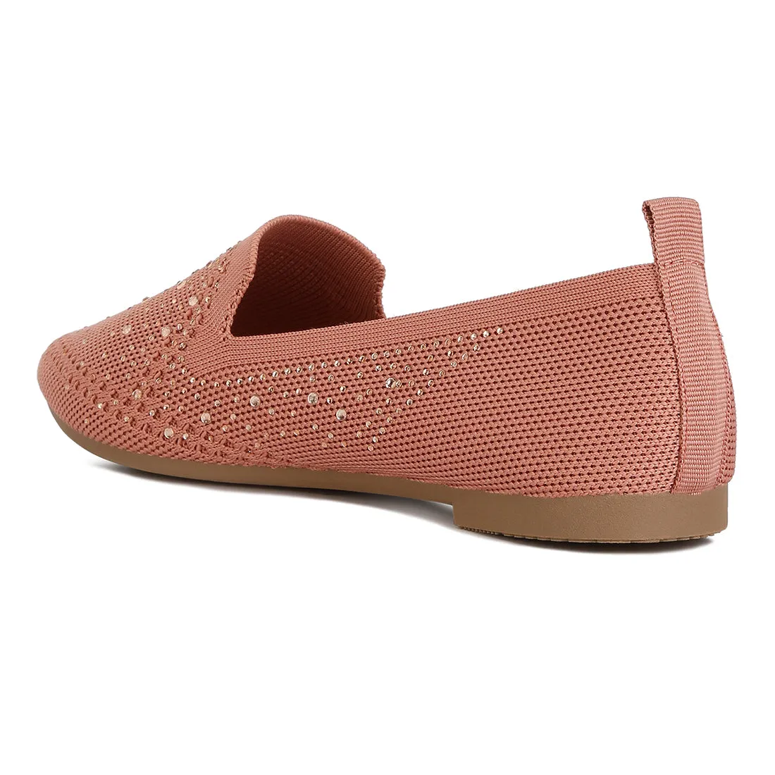 Rhinestone Embellished Pull Tab Loafers