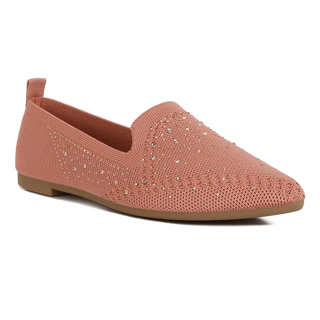 Rhinestone Embellished Pull Tab Loafers