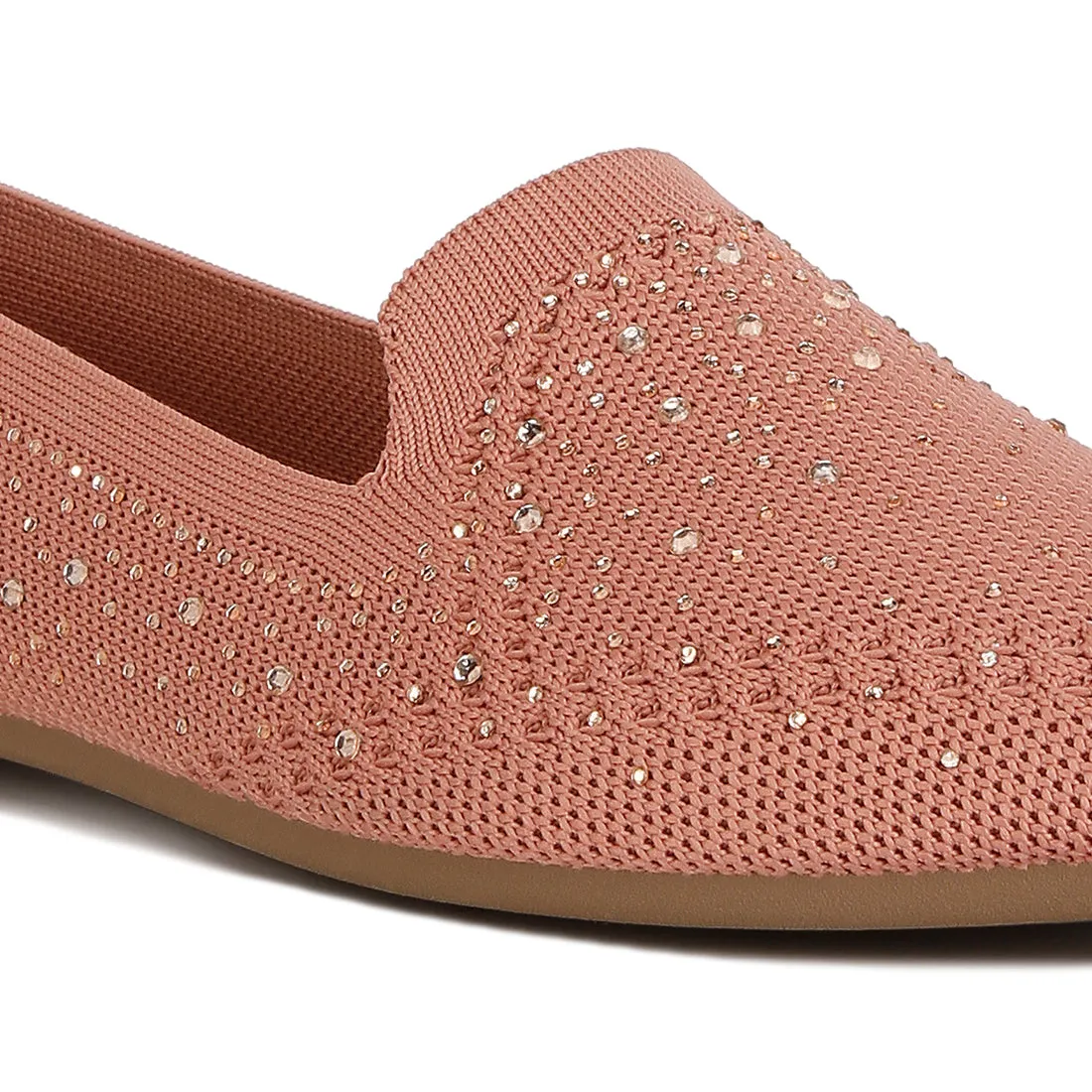 Rhinestone Embellished Pull Tab Loafers