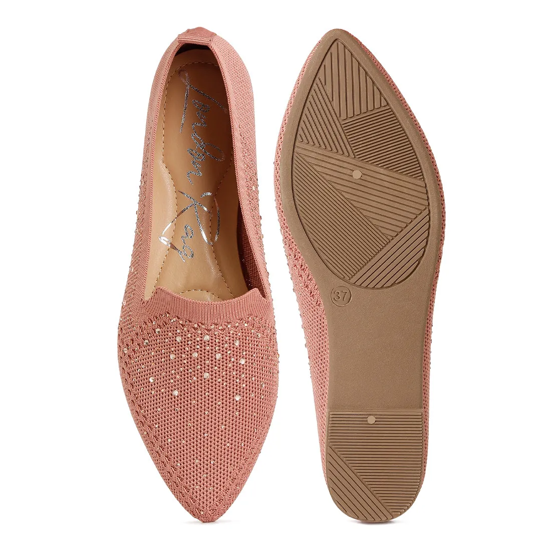 Rhinestone Embellished Pull Tab Loafers