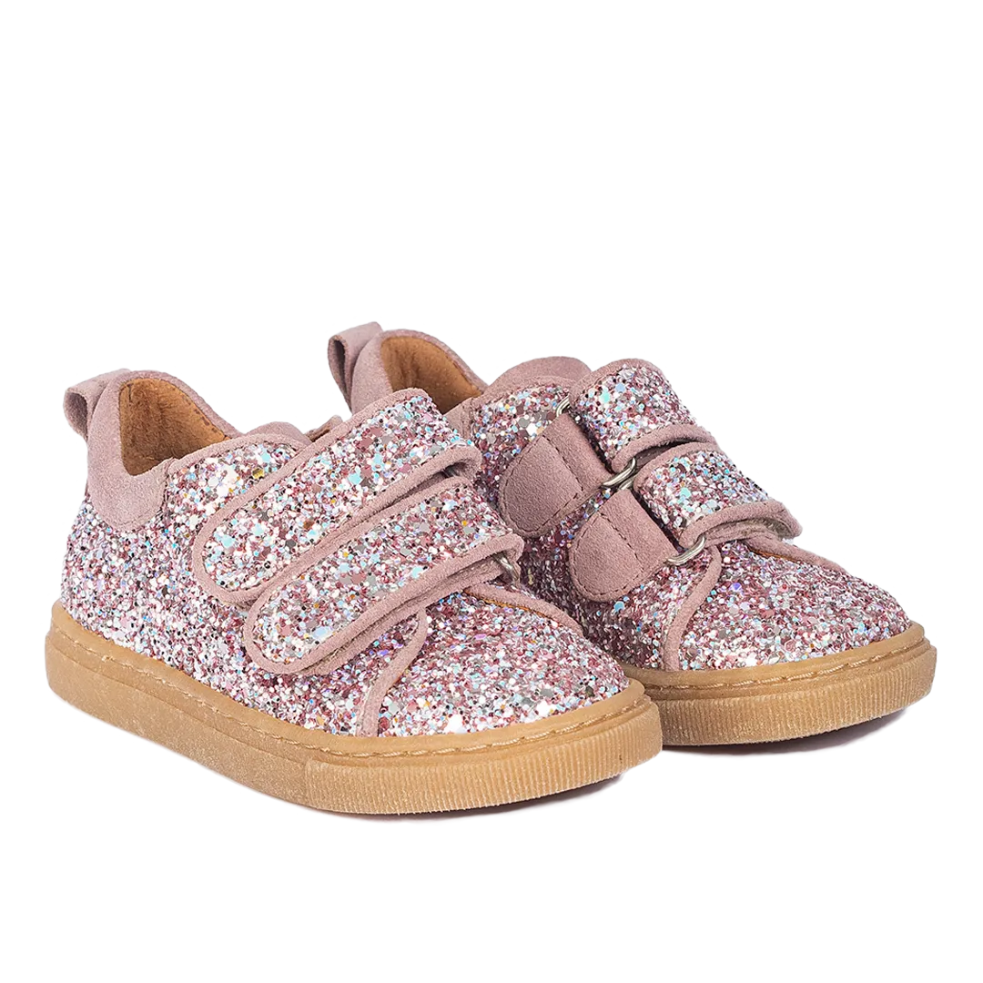 Sparkling glitter sneaker with suede trim - Mauve Forma Paulo