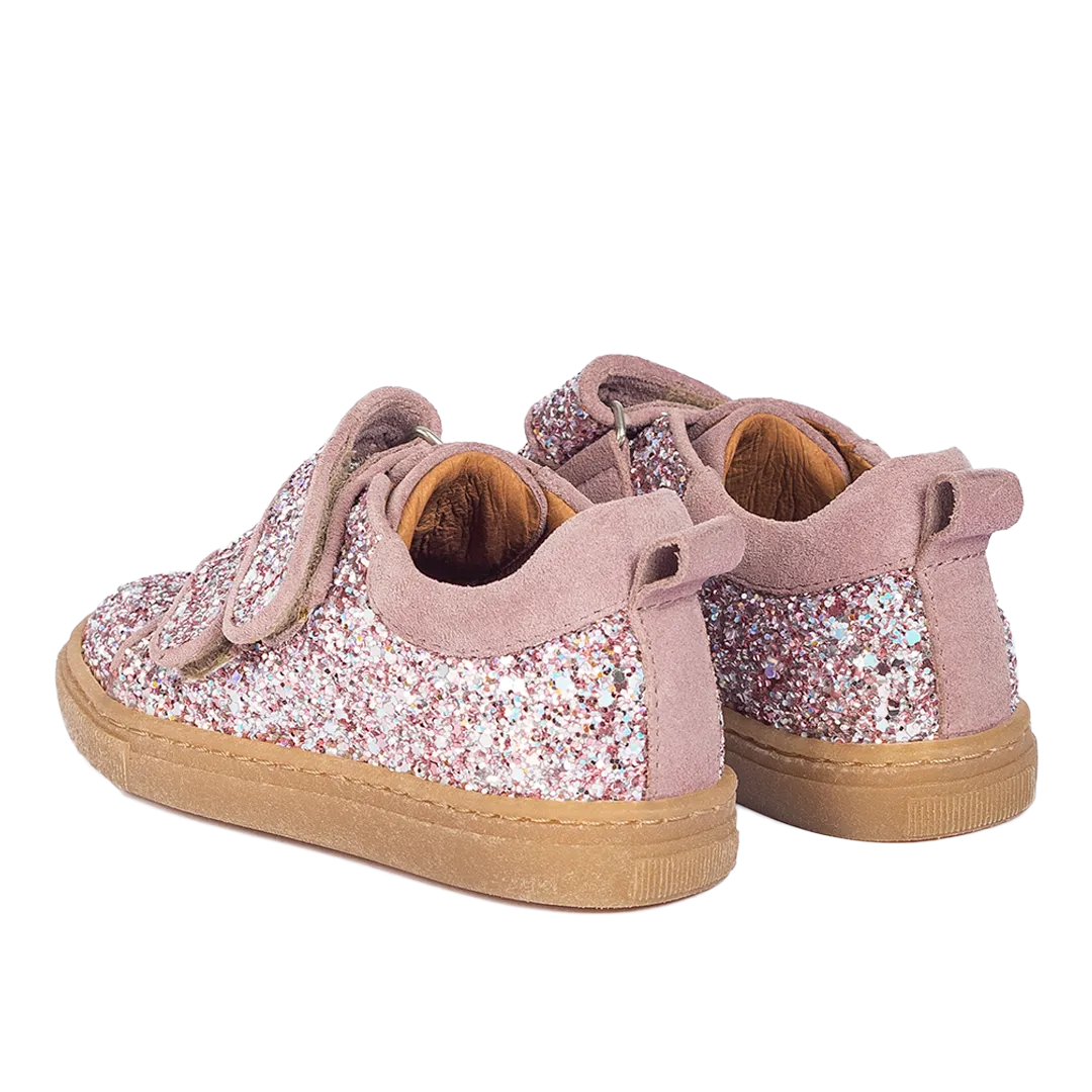 Sparkling glitter sneaker with suede trim - Mauve Forma Paulo