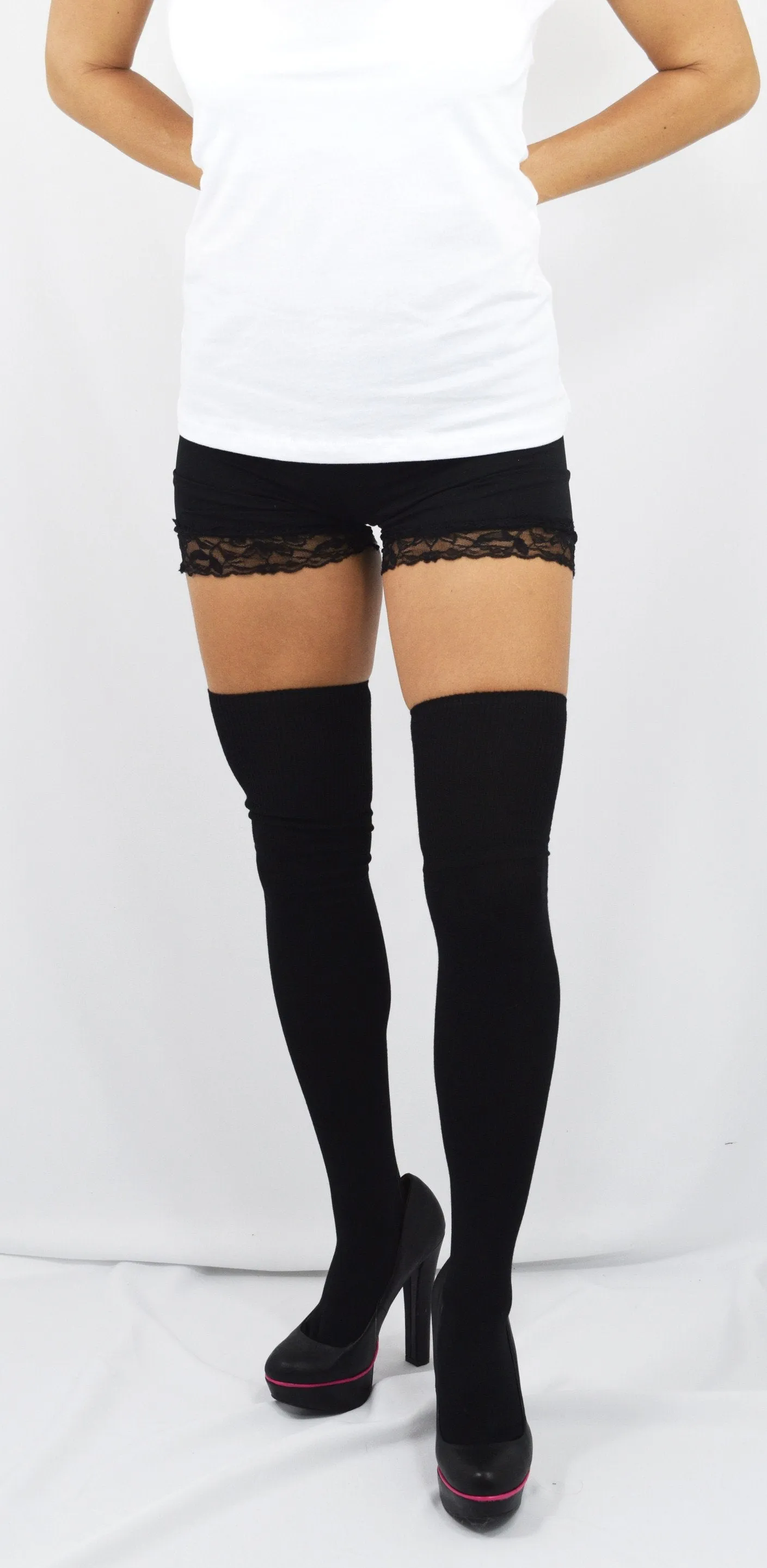 Thigh High Socks Lolita Gothic Over Knee Black Thigh High Socks