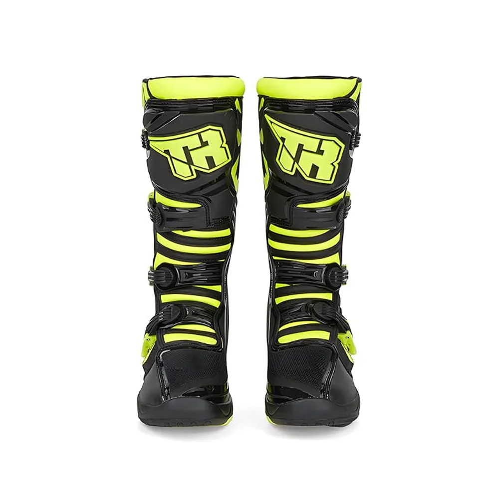 TIGER Motocross Premium Off-Road Riding Boots T3 Black & Green - 863379