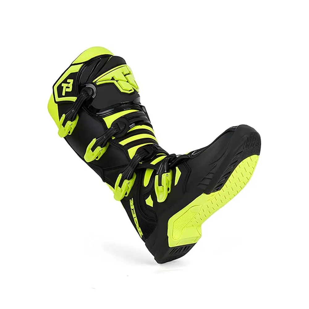 TIGER Motocross Premium Off-Road Riding Boots T3 Black & Green - 863379