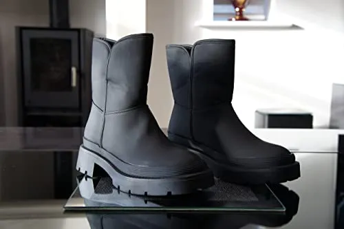 Women Faux Fur Winter Warm Ankle Boots Black Style BG-908