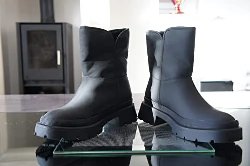 Women Faux Fur Winter Warm Ankle Boots Black Style BG-908