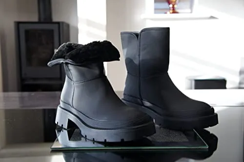 Women Faux Fur Winter Warm Ankle Boots Black Style BG-908