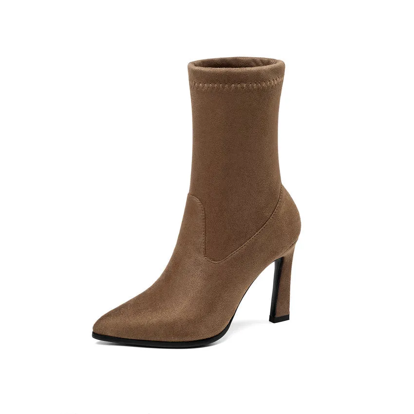 Women's Spring/Autumn Suede Ankle Boots With High Heels