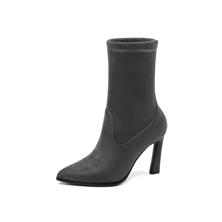 Women's Spring/Autumn Suede Ankle Boots With High Heels