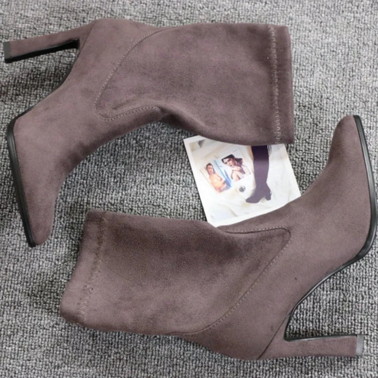 Women's Spring/Autumn Suede Ankle Boots With High Heels
