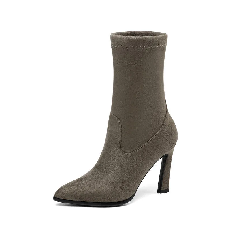 Women's Spring/Autumn Suede Ankle Boots With High Heels