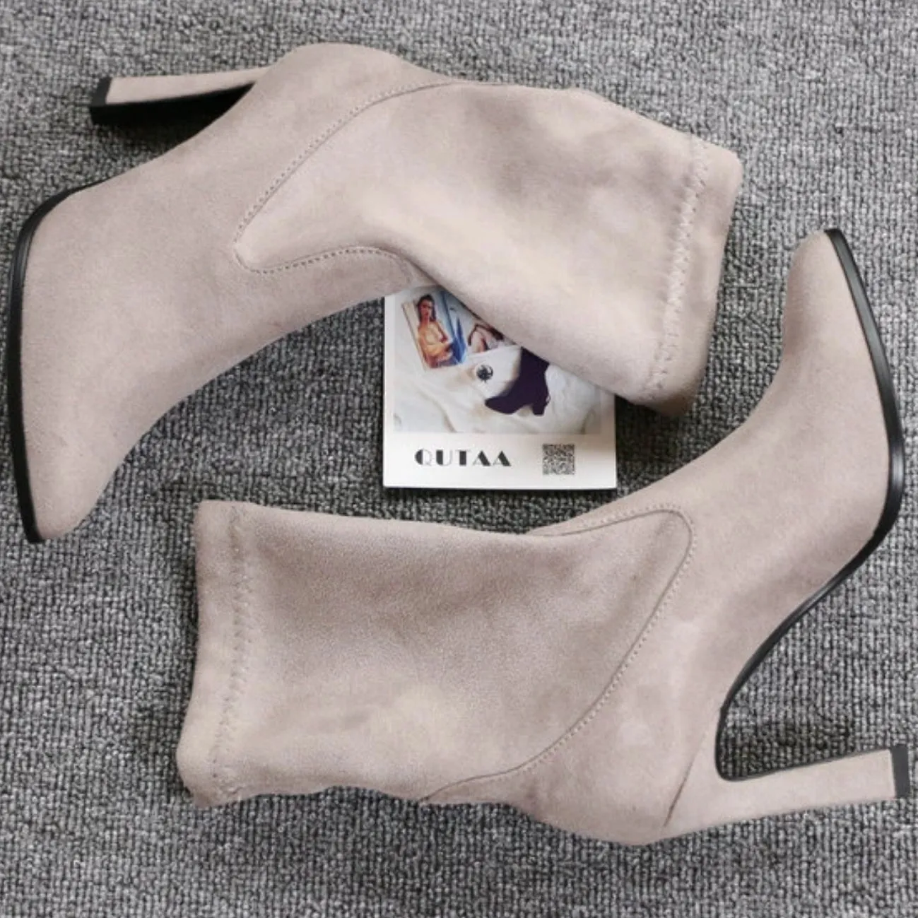 Women's Spring/Autumn Suede Ankle Boots With High Heels